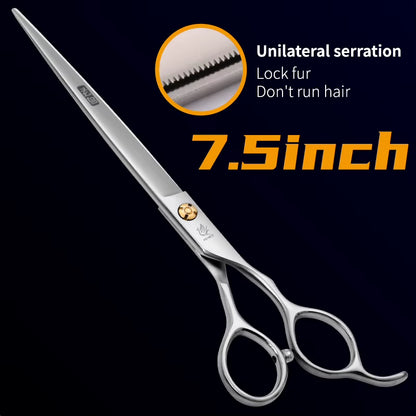 Professional 7.0 /7.5 Inch Pet Grooming in Dog Hair Trimmers Scissors Serrated Blade Dog Cutting Grooming Shears