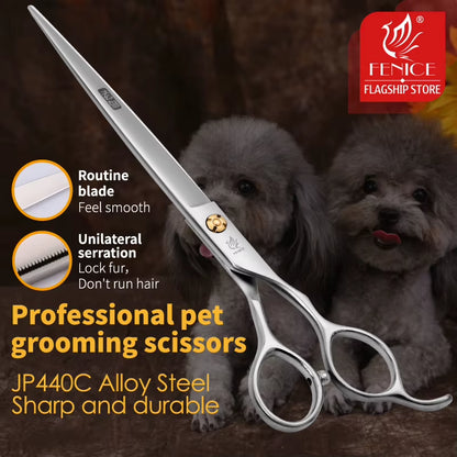 Professional 7.0 /7.5 Inch Pet Grooming in Dog Hair Trimmers Scissors Serrated Blade Dog Cutting Grooming Shears