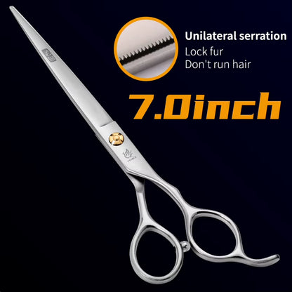 Professional 7.0 /7.5 Inch Pet Grooming in Dog Hair Trimmers Scissors Serrated Blade Dog Cutting Grooming Shears