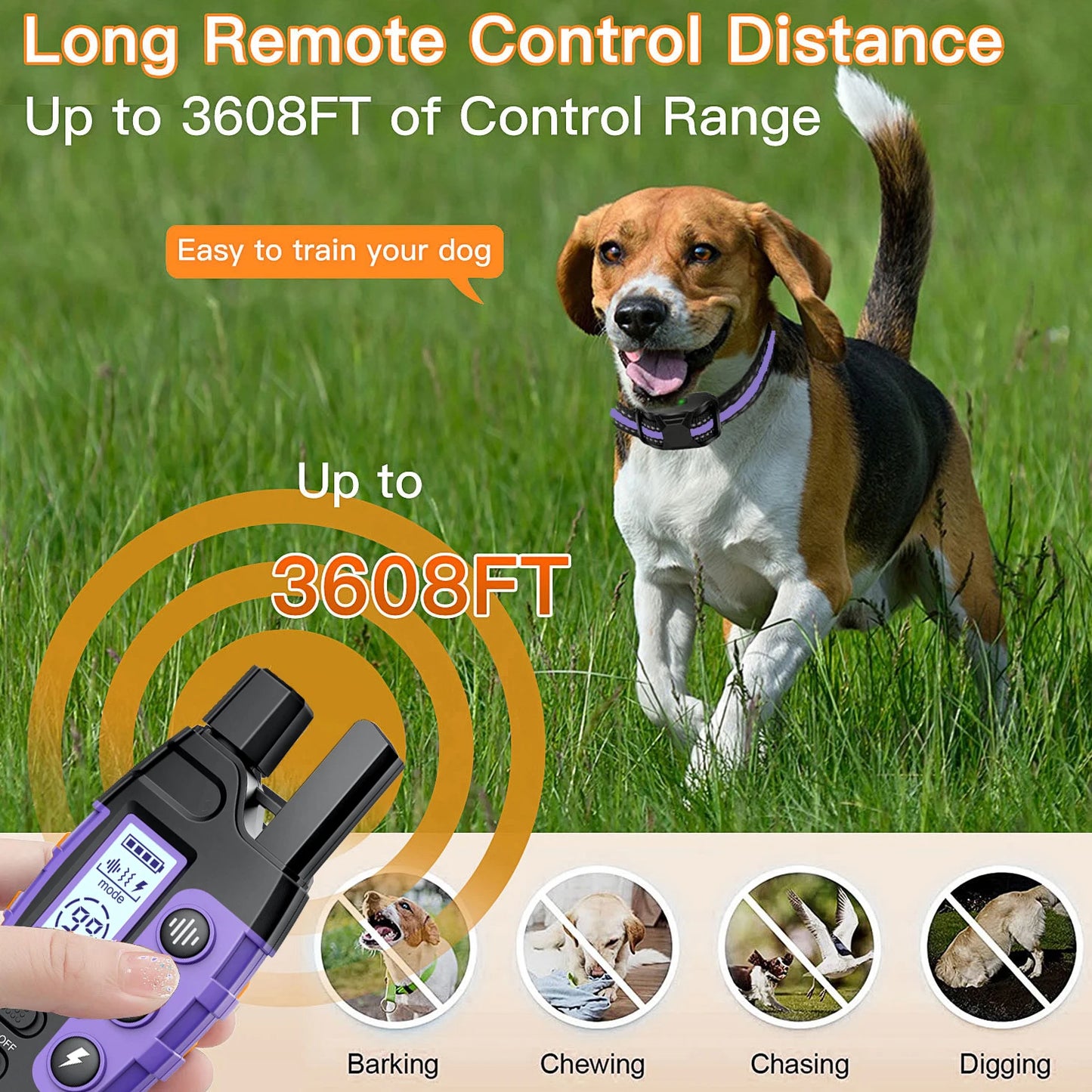 3300Ft Electric Dog Training Collar Remote Control Waterproof Pet Behaviorfor 5-120Lbs Puppy with Shock Vibration Beep