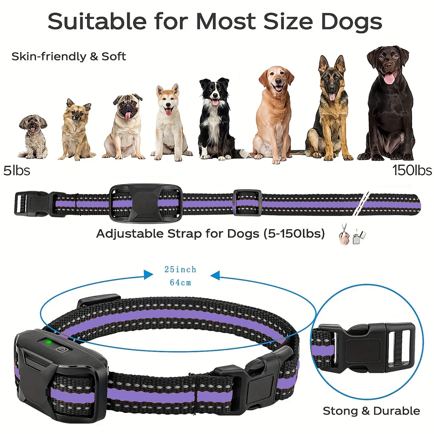 3300Ft Electric Dog Training Collar Remote Control Waterproof Pet Behaviorfor 5-120Lbs Puppy with Shock Vibration Beep